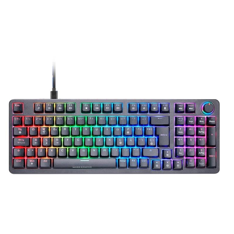 Mars Gaming Tecl. MKPROYES Silent Switch RGB Negro