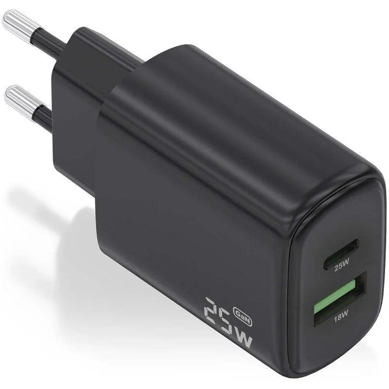 Aisens Cargador GaN 25W USB-C PD 3.0 USB-A QC3.0