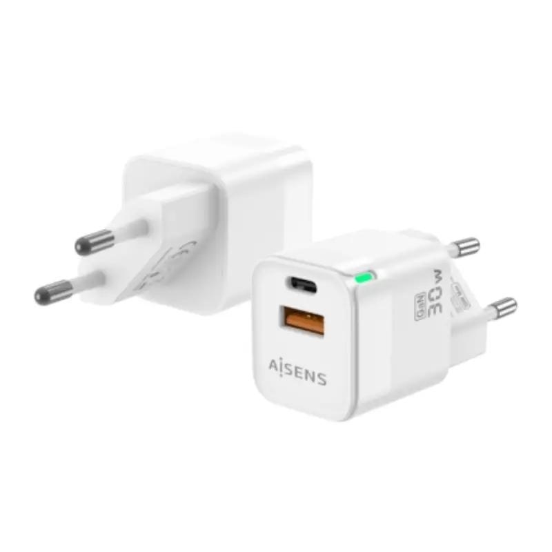 Aisens Cargador GaN 30W USB-C PD3.0 QC4.0 USB-A