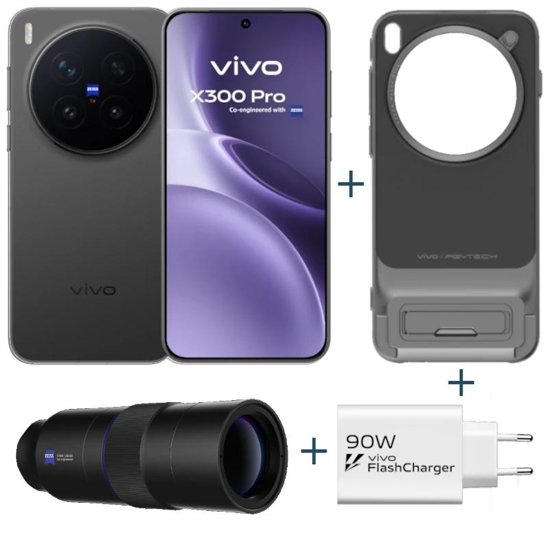 VIVO X300 Pro Black + funda + Teleobjetivo + ch90w